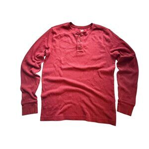 Old Navy Red Thermal Long Sleeve Henley Size Small